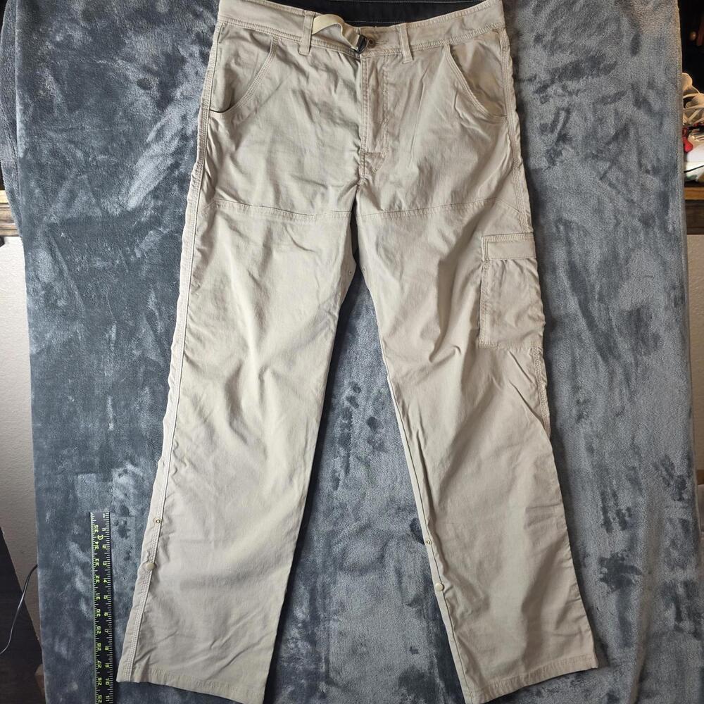 Prana Breathe Cargo Hiking Travel Pants Khaki Mens Medium